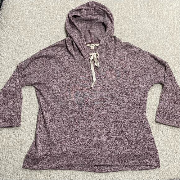Jessie Blu Womens Large Pullover Hoodie Sweater Maroon Kangaroo Pocket Space Dye - Picture 1 of 9